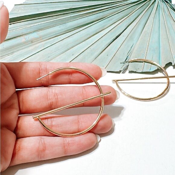 Gold hoop earrings S632 - Picture 4 of 5